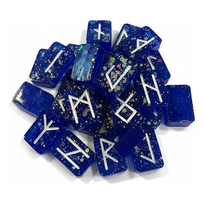 Runas Celtas En Resina Pintadas A Mano 25 Piezas Ahumado Blue