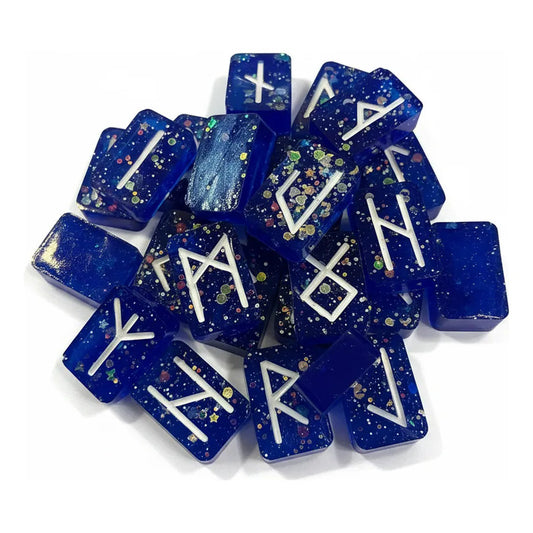Runas Celtas En Resina Pintadas A Mano 25 Piezas Ahumado Blue