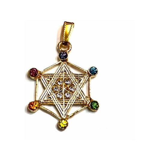 Metatron Gold Plated Pendant Without Chain With Crystal