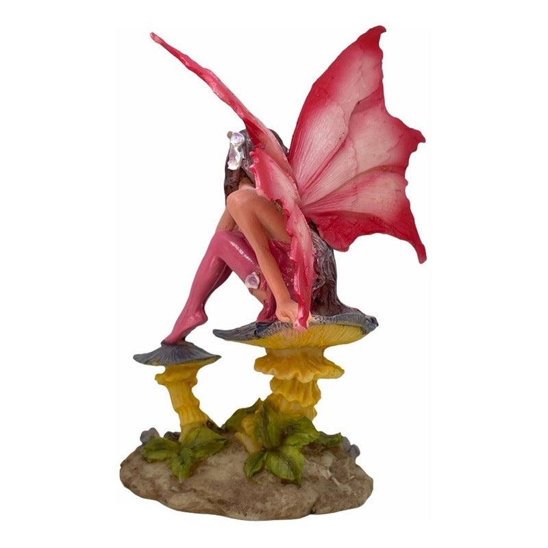 Hada Sentada En Hongo 16 Cm Resina Mexicana