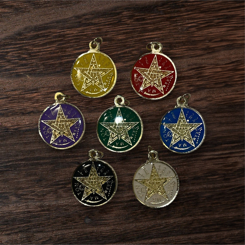 Hereje 7 Potencias Dije Encapsulado Y Tetra Al Reverso 30mm