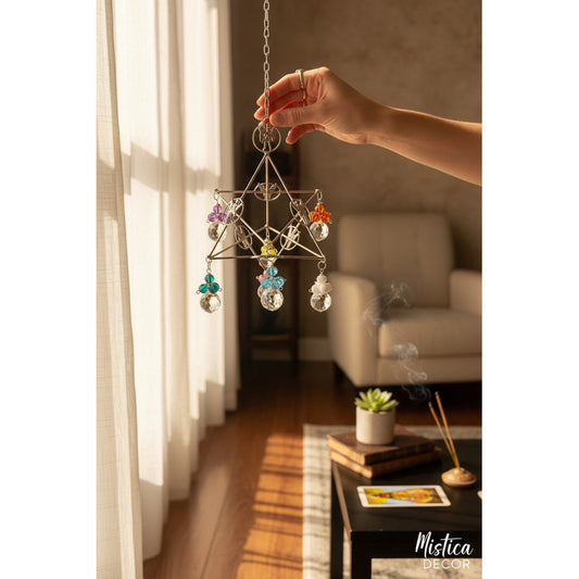 Merkabah De Metal Niquelado Hecho A Mano D 20 Cm De Alto Plateado Estrella