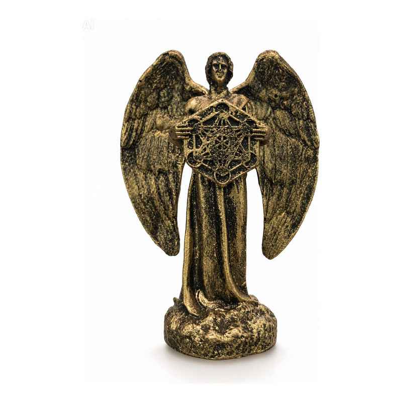 Figura Arcángel Metatrón Con Cubo En Resina 11 Cm Dorado Oscuro