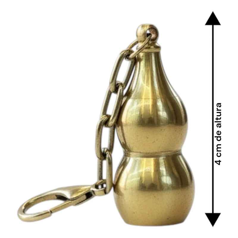 Llavero Wu Lou De Latón Feng Shui Amuleto 4 Cm Hu Lu, Gulu Dorado by HEREJE