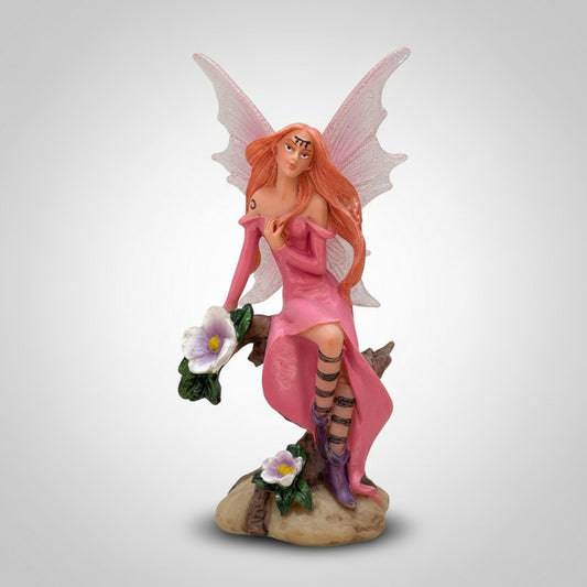 Fairy Sitting on a Log 13 Cm Mexican Resin