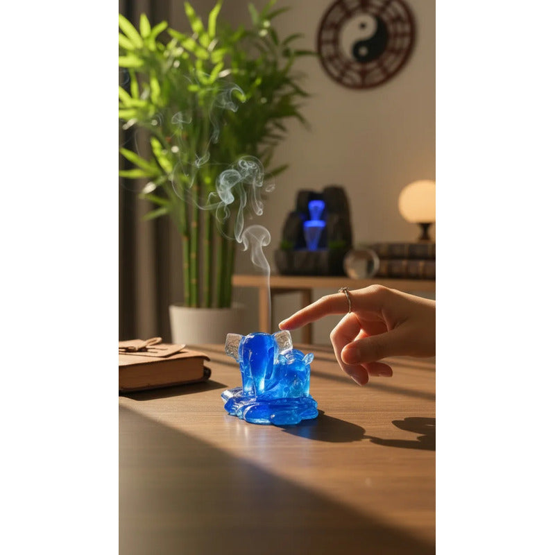 Elefante Y Rinoceronte Azul Figura De Resina 4.5 Cm De Alto Azul