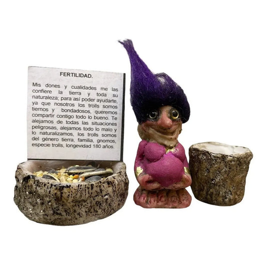 Troll Mini + Comedero + Semillas + Tarjeta Varios Modelos Fertilidad Mujer 4cm by HEREJE