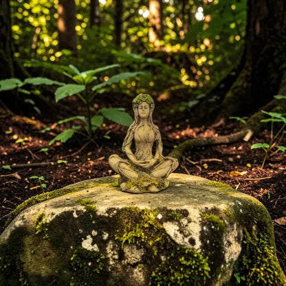 Figura Diosa Gaia Madre Tierra Meditación Resina Verde Claro by HEREJE