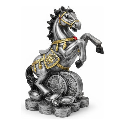 Caballo Año Chino Estatua De Resina 18x13x8.5 Cm