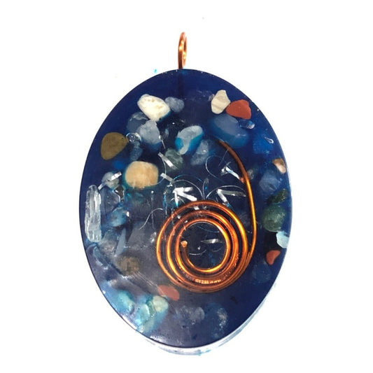 Orgonite Oval Pendant Charm Cleanses Energy Amulet