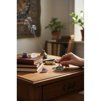 Llavero Feng Shui Elefante Y Rinoceronte Metal Hereje Azul