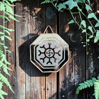 Espejo Octagonal, Grabado Con Símbolos Esotéricos De 5 Cm Curativo Y Regenerativo by HEREJE