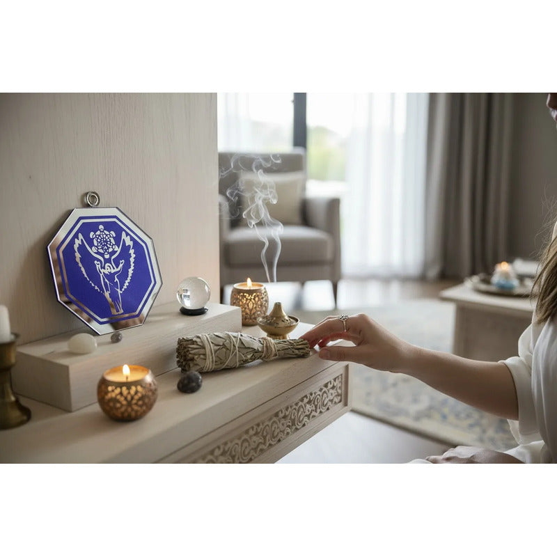 Arcángel Metatrón Geometría Sagrada Espejo 9cm Violeta