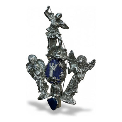 Vara De Poder Arcangeles Con Cuarzo Niquelado 33cm Estimado Agata Morada