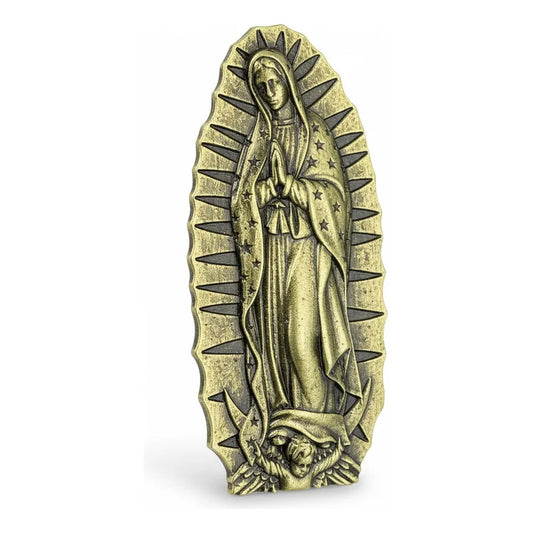 Virgen De Guadalupe Iman Decorativo 7 Cm De Altura Bronce Viejo