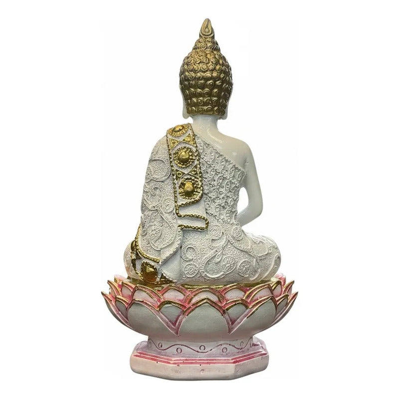 Figura Buda Meditando En Flor De Loto 15 Cm Resina Azul by HEREJE