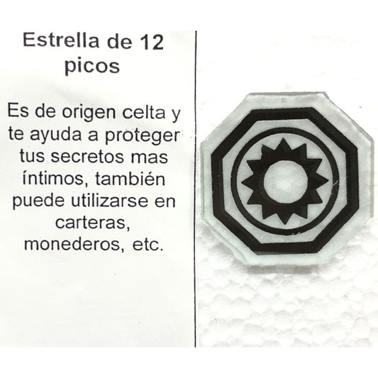 Ritualisiertes und mit einer Serenade versehenes Symbol-Amulett mit 12-zackigem Stern