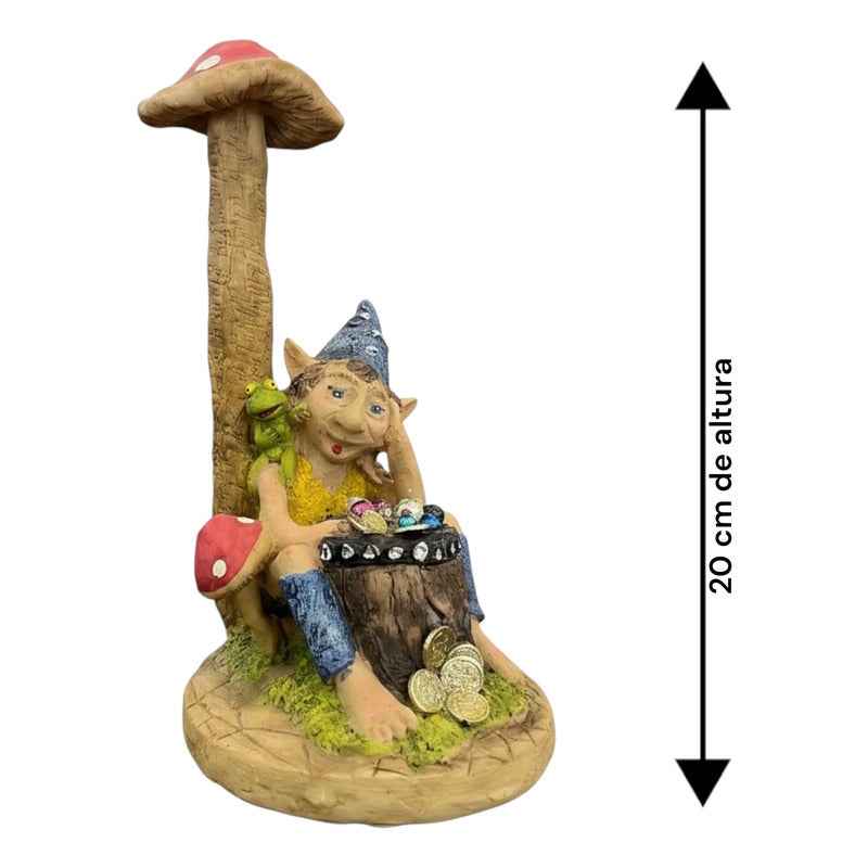 Duende De La Abundancia Figura Decorativa De Resina 20cm Variado
