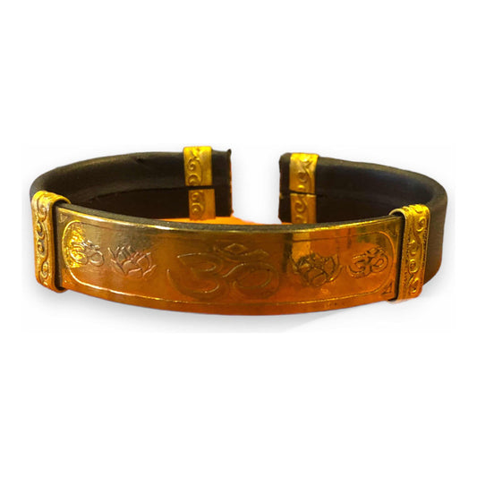 Om Engraved Leather Bracelet
