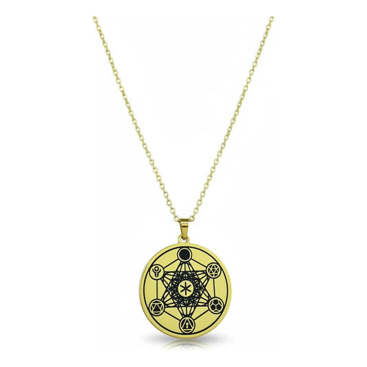 Metatron Medalla De Acero Dorado