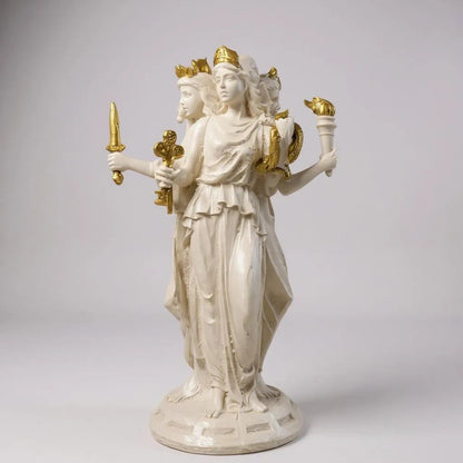 Estatua Hecate Triple Diosa Resina 21cm
