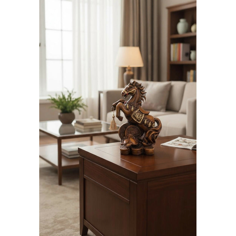 Caballo Año Chino Estatua De Resina 18x13x8.5 Cm