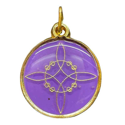 Nudo De Brujas Dije Encapsulado Con Los 7 Baño De Oro 25mm Morado