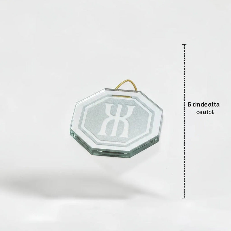 Espejo Octagonal, Grabado Con Símbolos Esotéricos De 5 Cm Salud Y Prosperidad by HEREJE