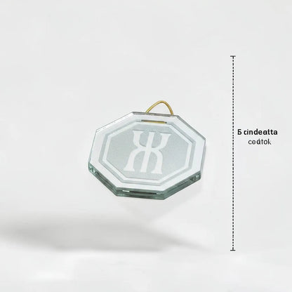 Espejo Octagonal, Grabado Con Símbolos Esotéricos De 5 Cm Salud Y Prosperidad by HEREJE
