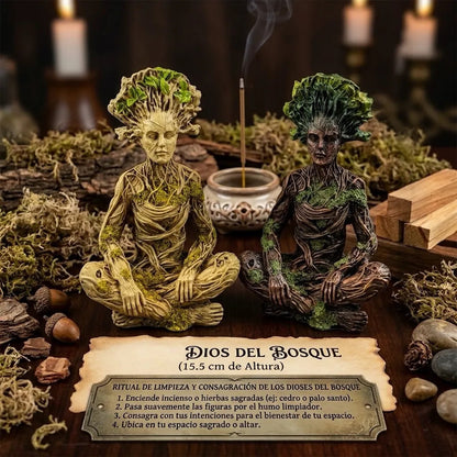 Figura Decorativa Dios De La Naturaleza Meditación Verde Claro by HEREJE