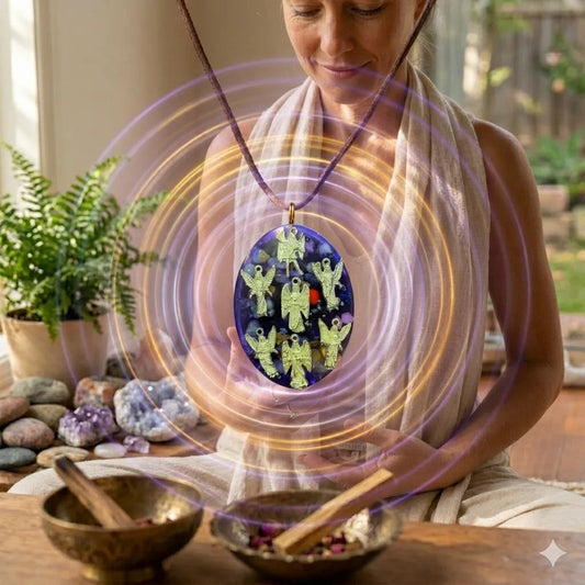 Dije 7 Arcangeles Encapsulado Púrpura