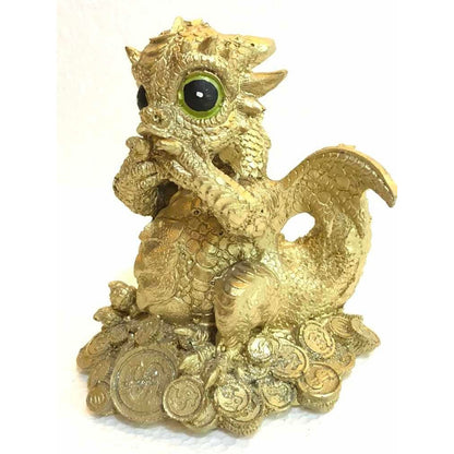 Dragón Tipo Bebe Resina 14.5 Cm Nacional Pintado A Mano.