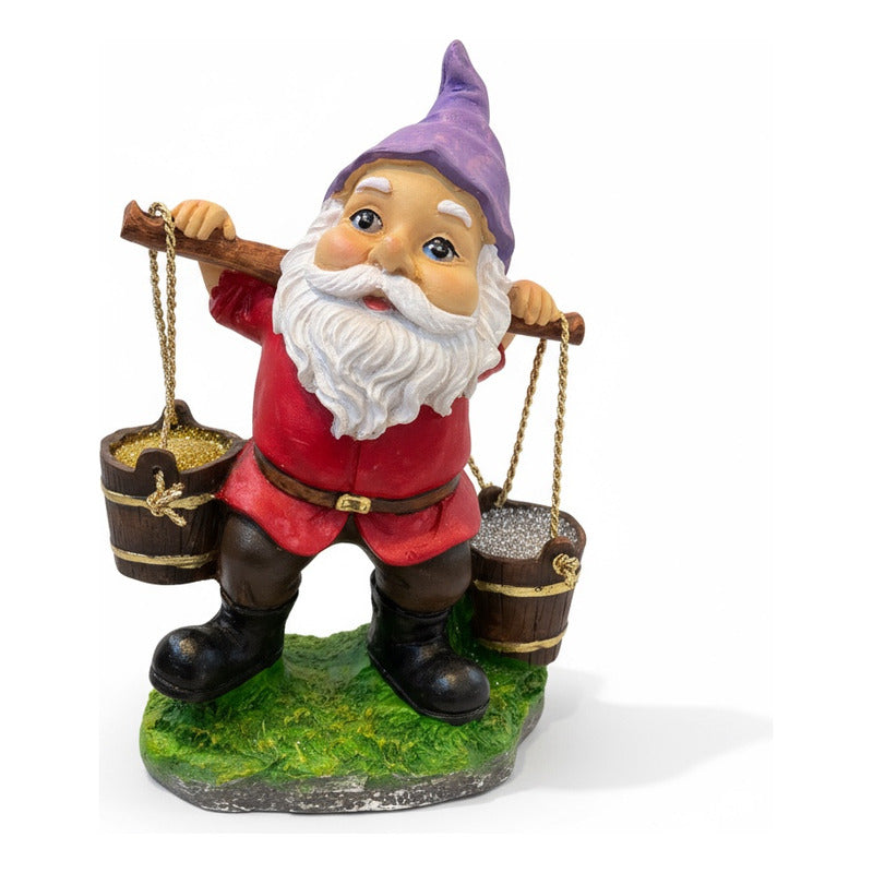 Gnomo Cubetas Figura De Resina De 20 Cm De Altura