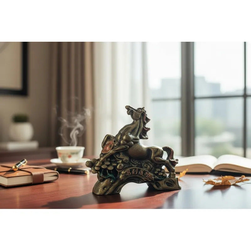 Caballo Figura De Resina Año Chino 8x5cm Dorado Oscuro by HEREJE