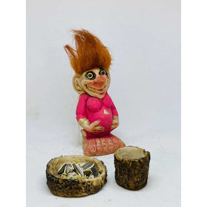 Troll Fertilidad + Comedero 9 Cm Figura De Resina Nacional.