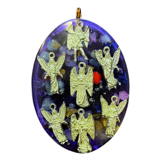 Dije 7 Arcangeles Encapsulado Púrpura