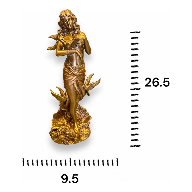Afrodita, Venus Diosa Figura De Resina Tipo Bronce 26.5x9.5
