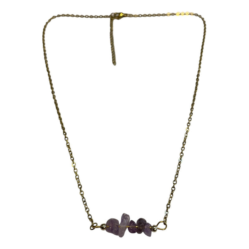 Collar Aquíje Pedra Cuarzo Dorado 45 Cm