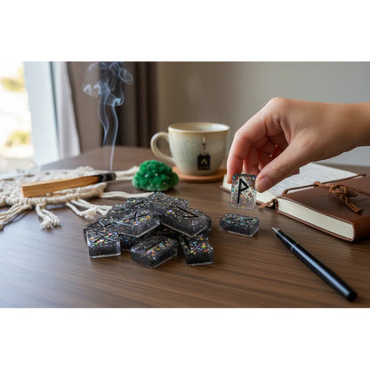 Runas Celtas En Resina Pintadas A Mano 25 Piezas Ahumado Smoke