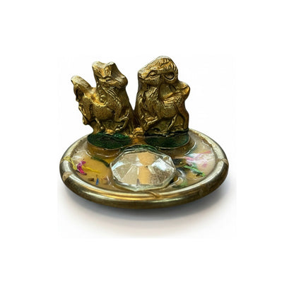 Caballo Año Chino En Argolla Y Cabra 3cm Alt 4.5cm Diametro Dorado