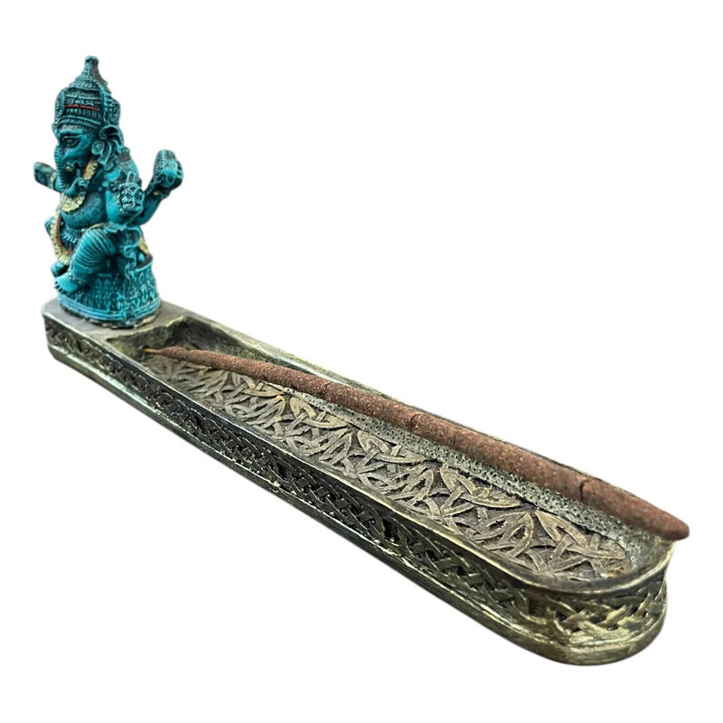 Porta Incienso Con Figura De Ganesh 10 Cm De Altura Turquesa Ganesh by HEREJE
