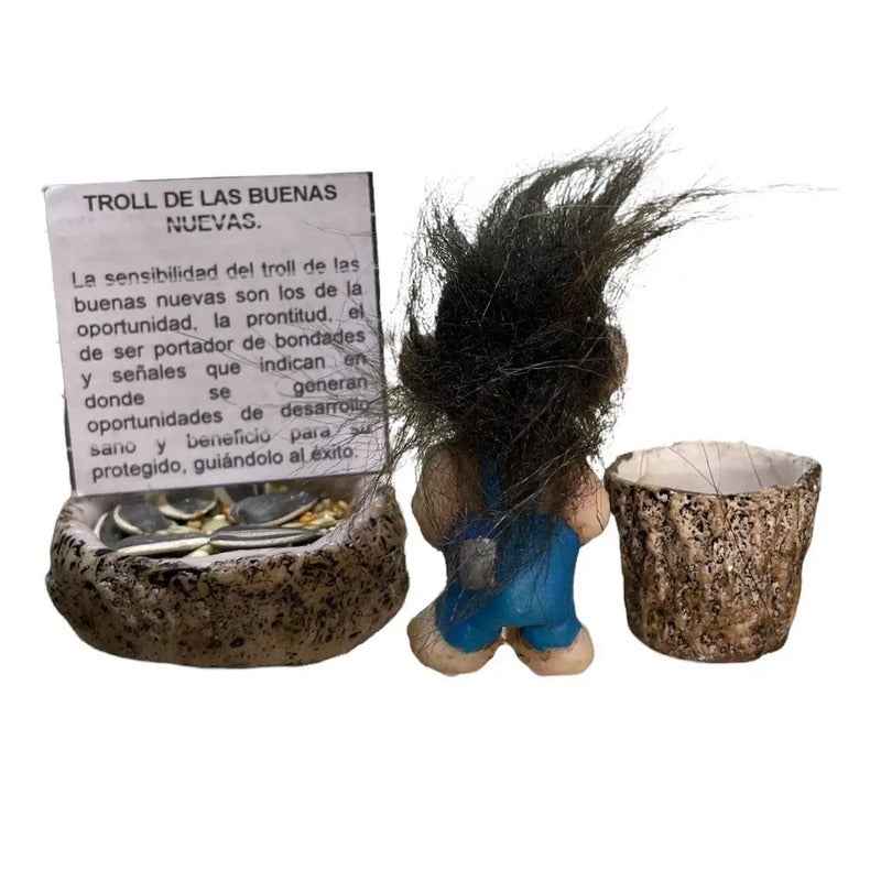 Troll Mini + Comedero + Semillas + Tarjeta Varios Modelos Buenas Nuevas 5.5cm