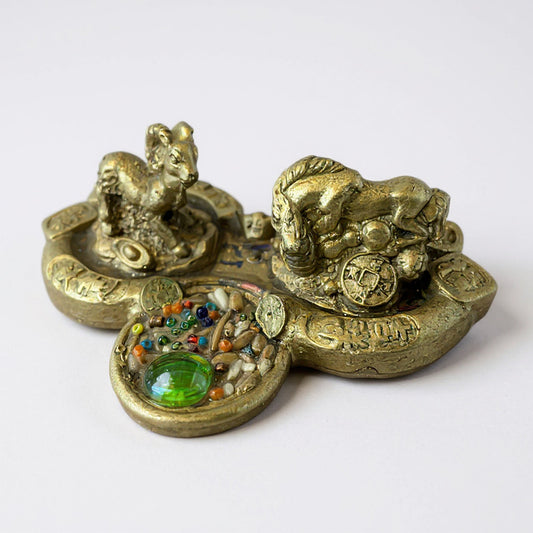 Caballo Con Cabra Año Chino En Ruyi Figura De Resina