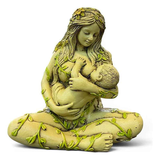 Figura Diosa Madre Tierra, Gaia De Resina 10 Cm Verde Claro
