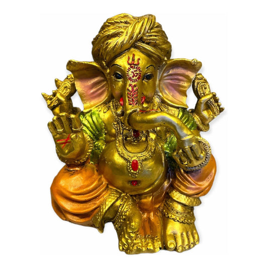 Ganesh Turban Resin Sculpture Handmade 15.5x17x13cm