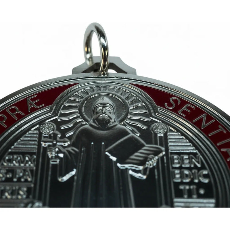 Medalla San Benito 13 Cm Altura Rojo O Azul 12 Cm Diametro Rojo