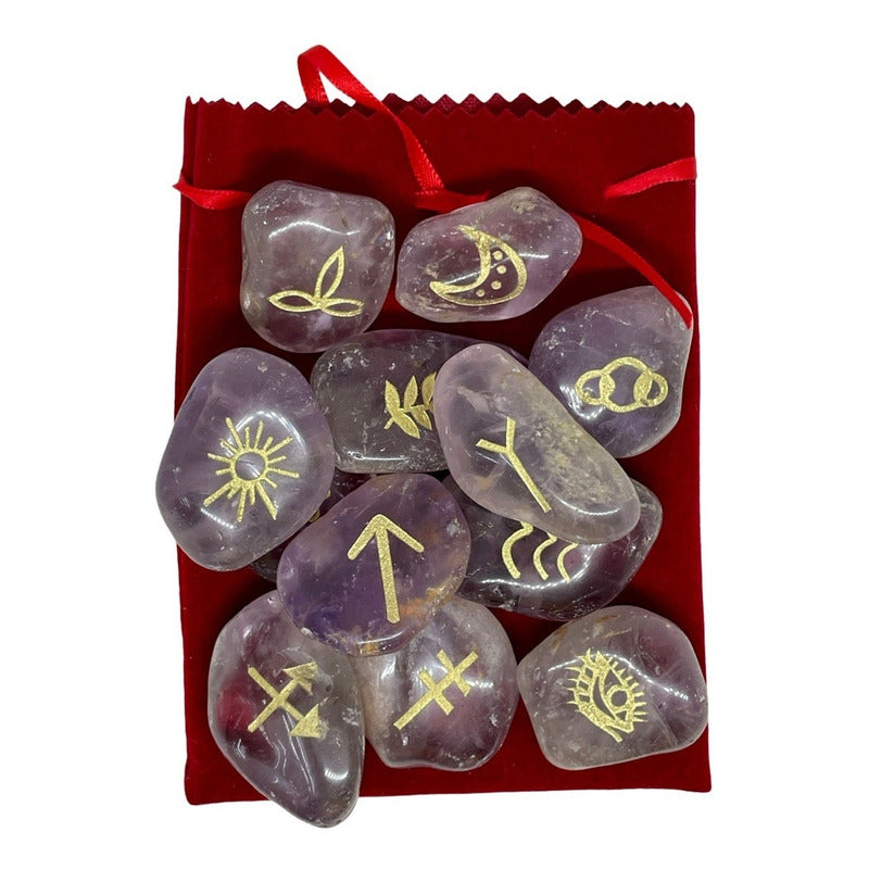 Witch Runes Gypsy Quartz Stones 13 Pieces.