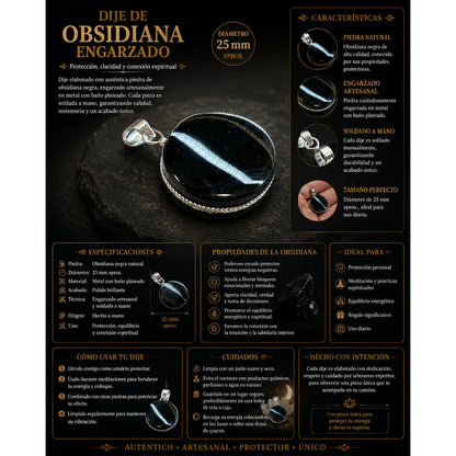 Obsidiana Dije De 25mm Negro by HEREJE