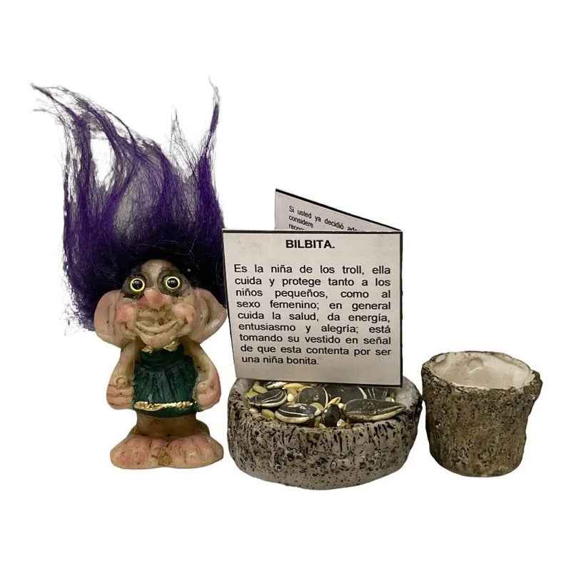 Troll Mini + Comedero + Semillas + Tarjeta Varios Modelos Bilva 6cm