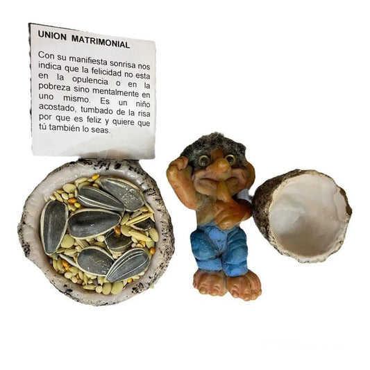 Troll Mini + Comedero + Semillas + Tarjeta Varios Modelos Union Matrimonial 4cm by HEREJE